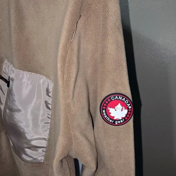 Canada Weather Gear Fleece Pullover L NWT Quarter Zip Beige Heritage Jacket - Picture 4 of 7